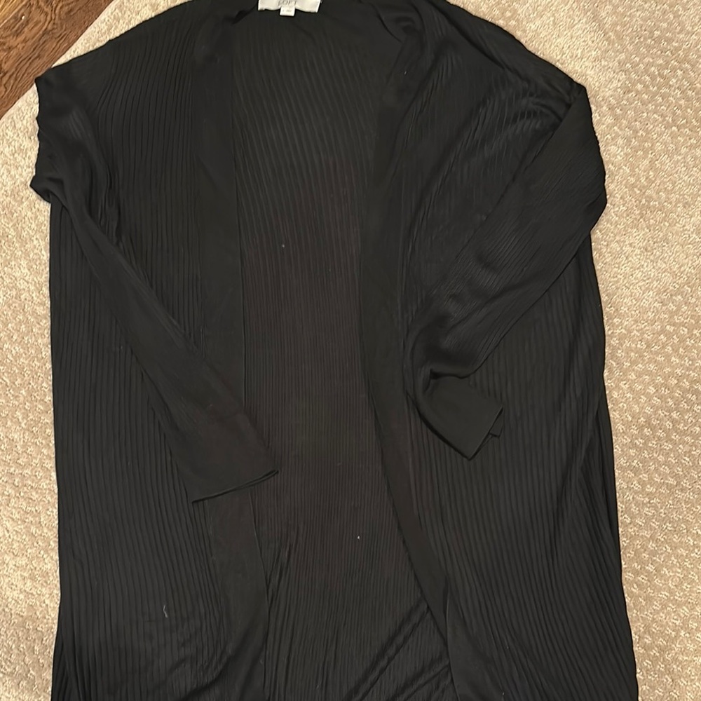 Black Ribbed Open Cardigan